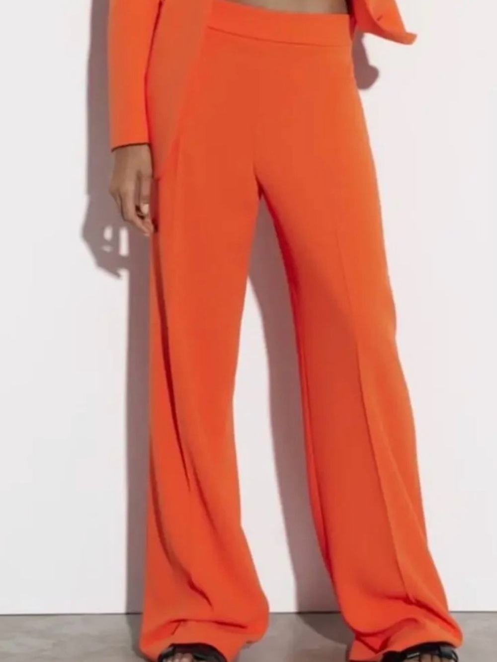 Zara Bright Orange Wide-Leg Pants